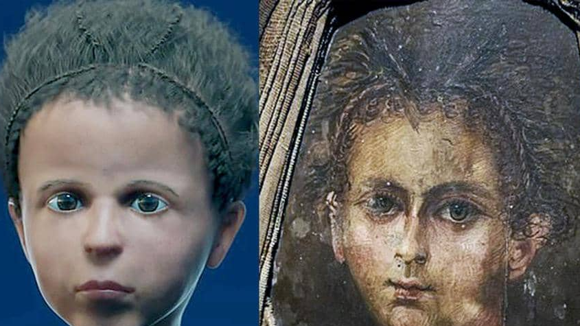 إعادة بناء وجه مومياء مصرية لطفل صغير توفي بين عامي 50 و 100 قبل الميلاد