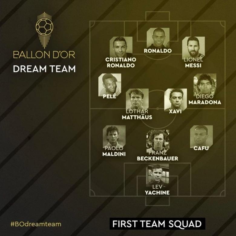 مارادونا وميسي و رونالدو ضمن تشكيلة فريق الأحلام