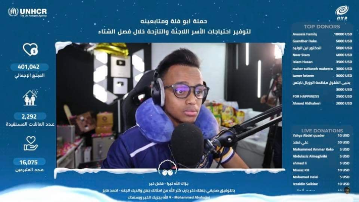 بث مباشر لليوتيوبر أبو فله يجمع مليون دولار لمساعدة اللاجئين