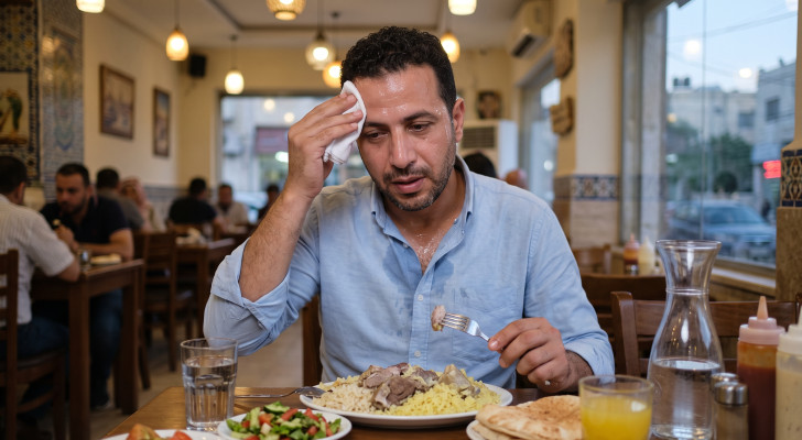 ما أسباب التعرق أثناء تناول الطعام؟ علامة بسيطة قد تستحق الانتباه
